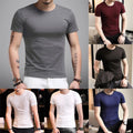 Men's Short Sleeve Round Neck Slim Fit T Shirt Base Layer Undershirt Top