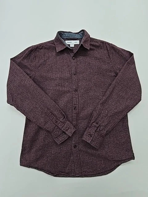 Old Navy Men Burgundy Slim Fit Button-Up Shirt Size S Long Sleeve Marled