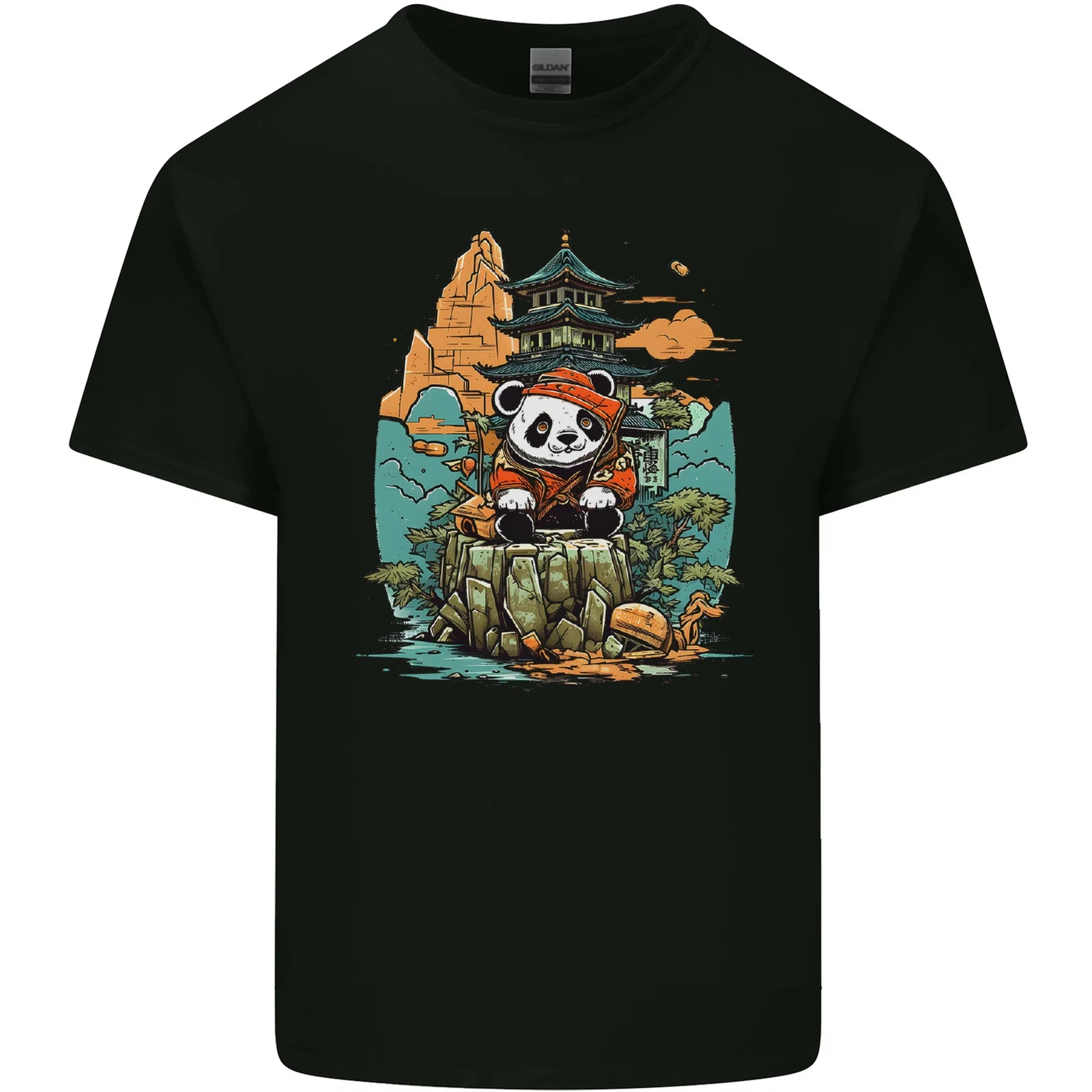 A Cute Panda Bear Mens Light Cotton T-Shirt
