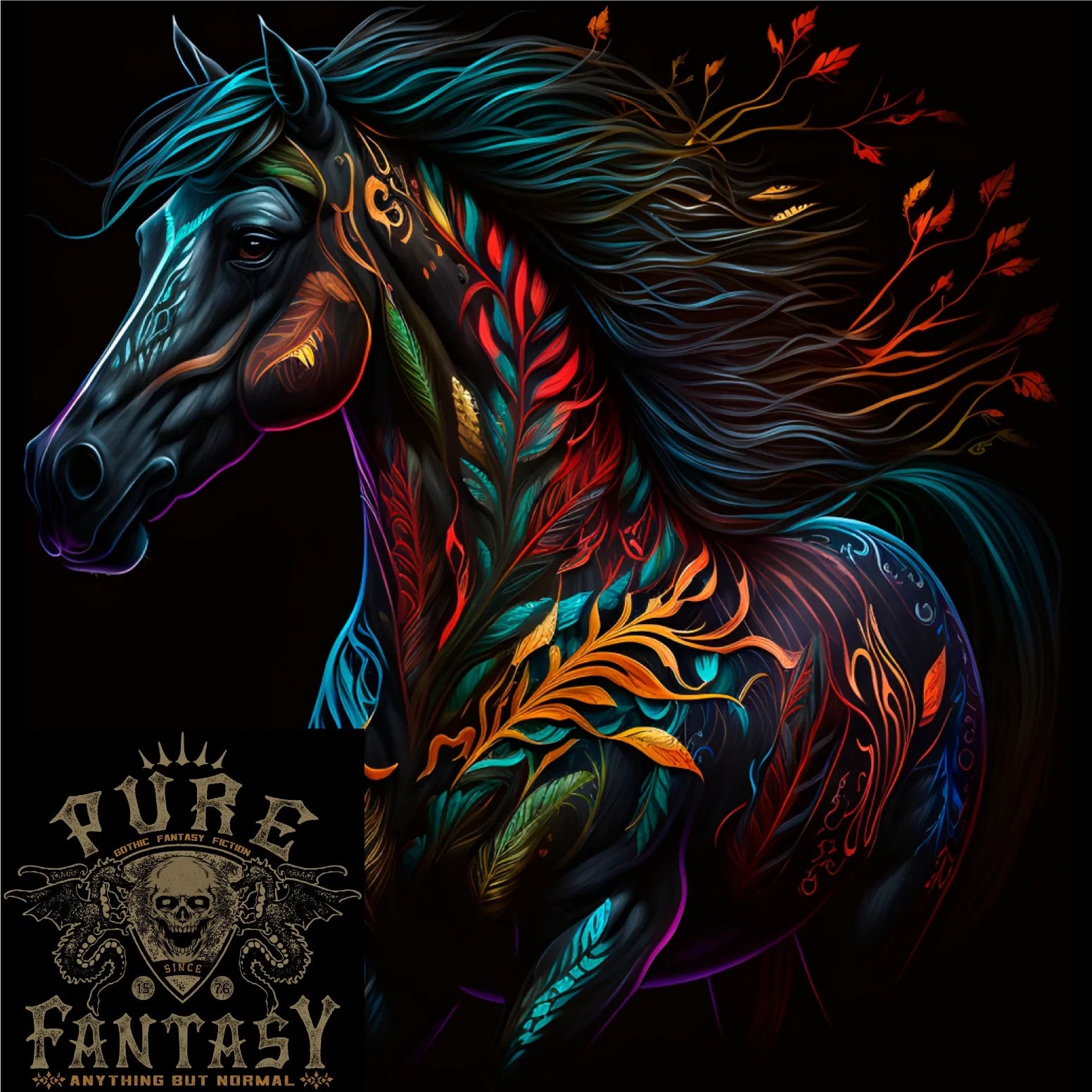 A Colourful Horse With Fantasy Markings Mens Cotton T-Shirt Tee Top