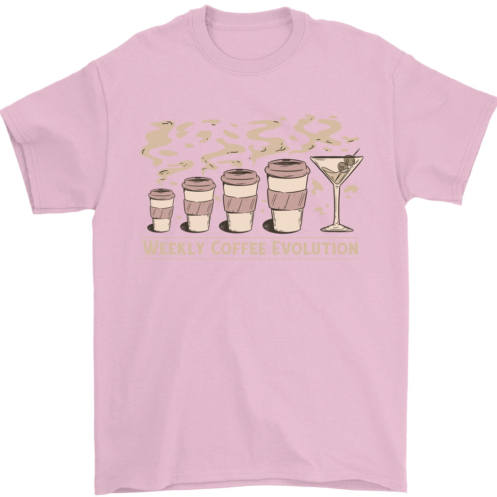 Weekly Coffee To Alcohol Evolution Wine Mens T-Shirt 100% Cotton