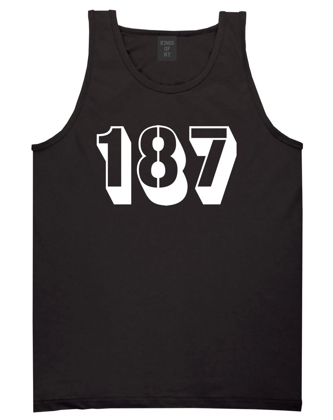 Kings of NY 187 Streetwear Bold Font Cotton Graphic Sleeveless Tank Top T-Shirt