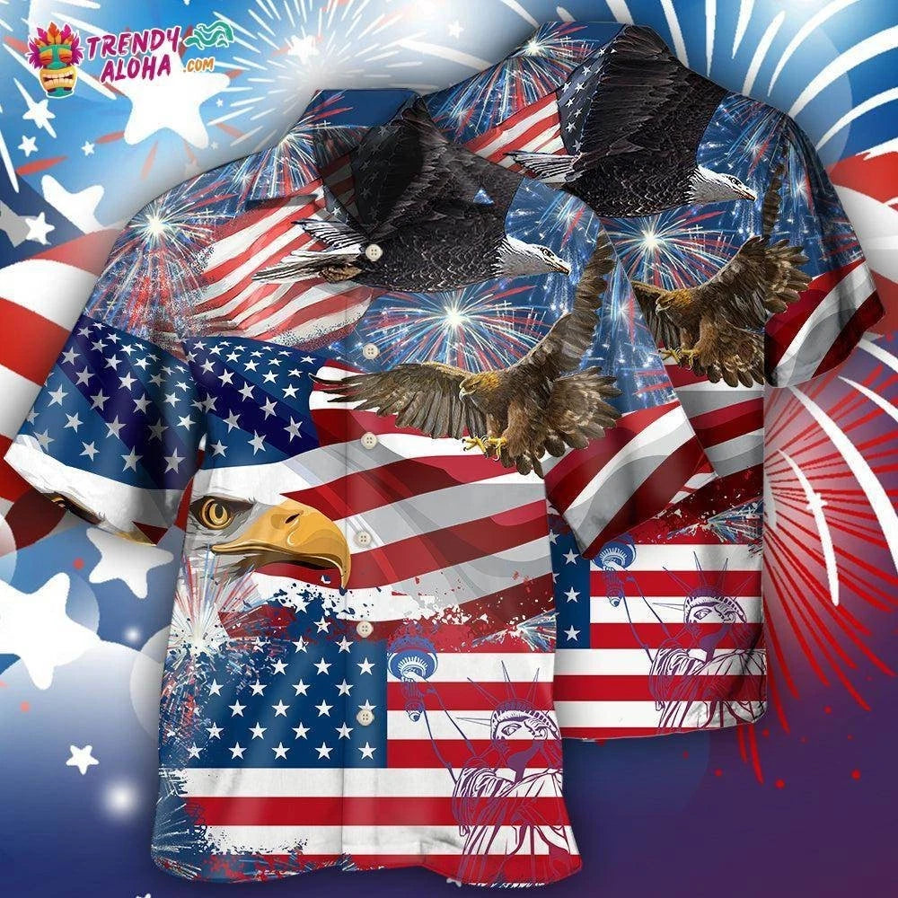 America 4Th Of July America Eagle Freedom Hawaiian Shirt Trendy L681