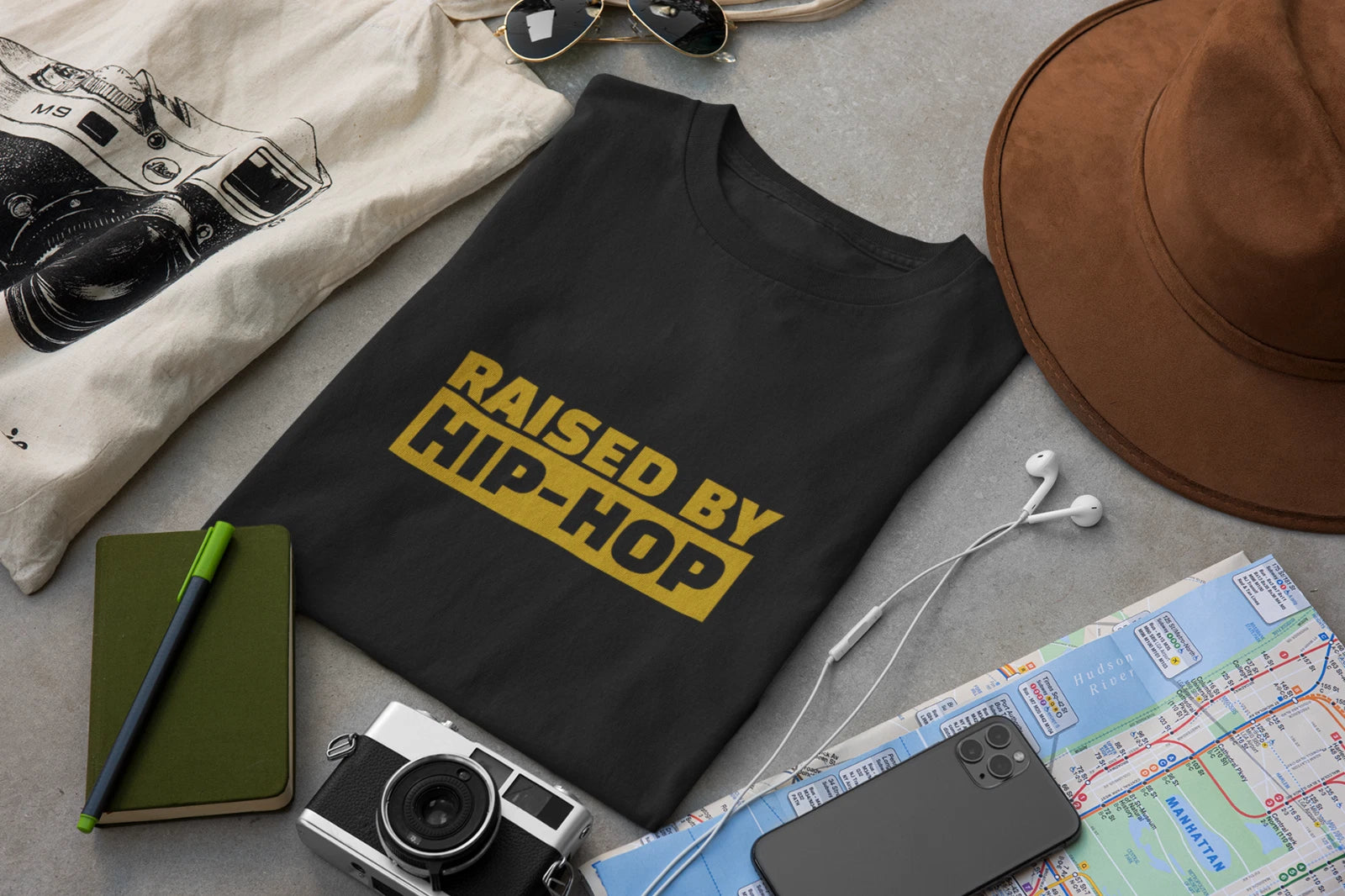 Raised By Hip-Hop T-Shirt Urban Streetwear Rap Music Graphic Tee 90s Golden Era
