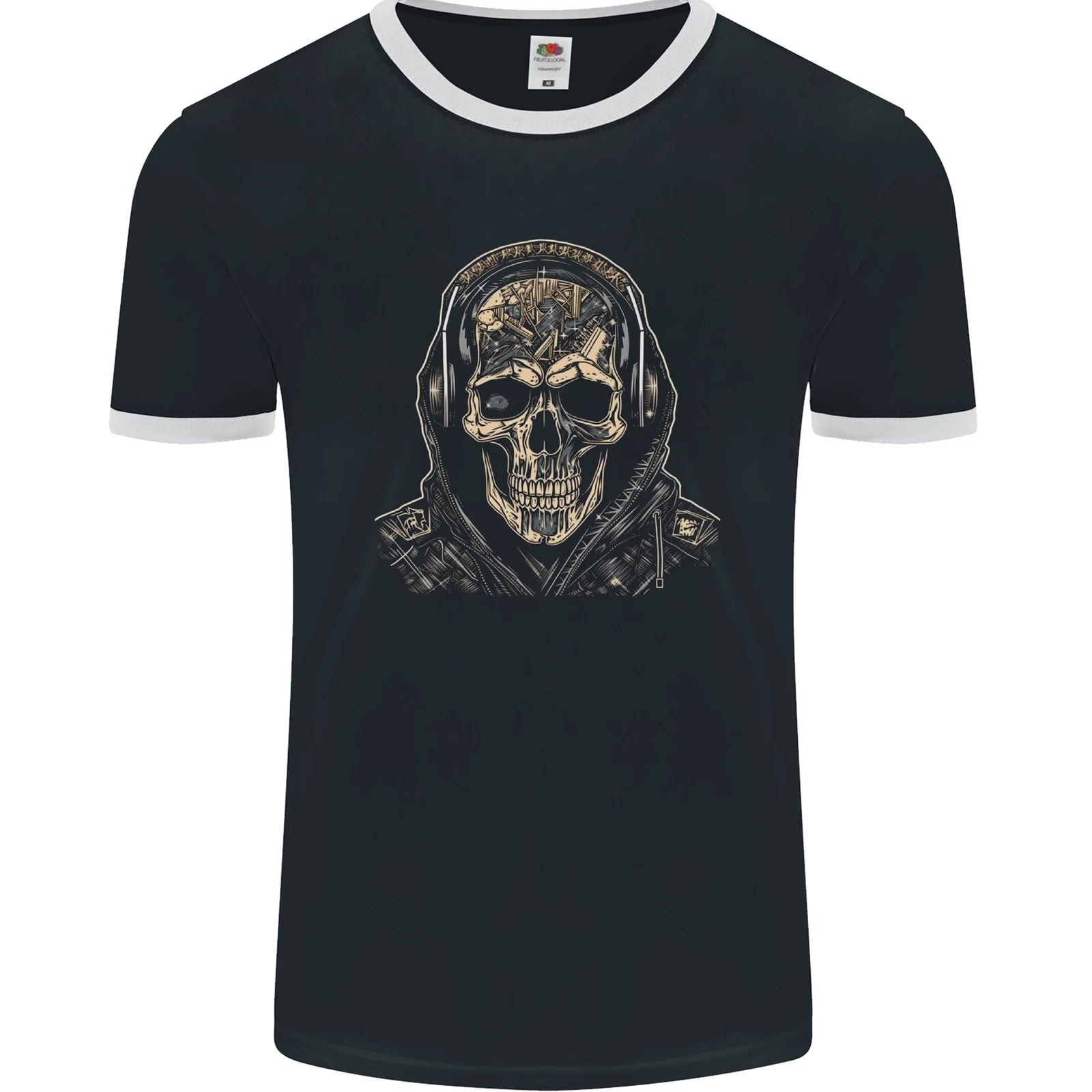 Urban Skull With Headphones Mens Ringer T-Shirt FotL