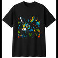Rabbit Shattered Cute Mens T-Shirt Black 100% Cotton Kawaii Adorable