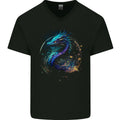 Ice Water Dragon Mens V-Neck Cotton T-Shirt