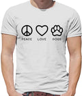 Peace, Love And Dogs - Mens T-Shirt - Dog Cute Puppy Loves Pet Pets
