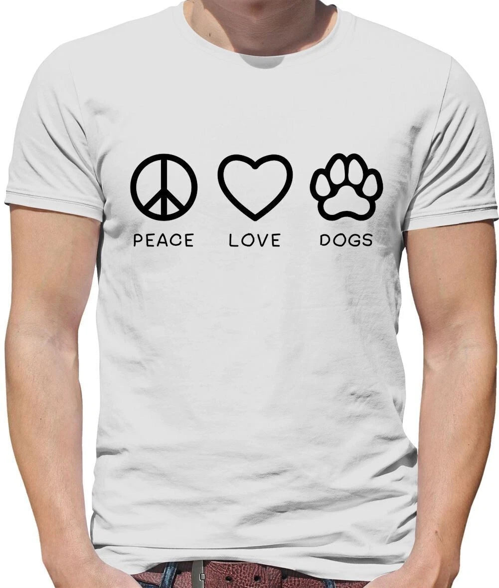 Peace, Love And Dogs - Mens T-Shirt - Dog Cute Puppy Loves Pet Pets
