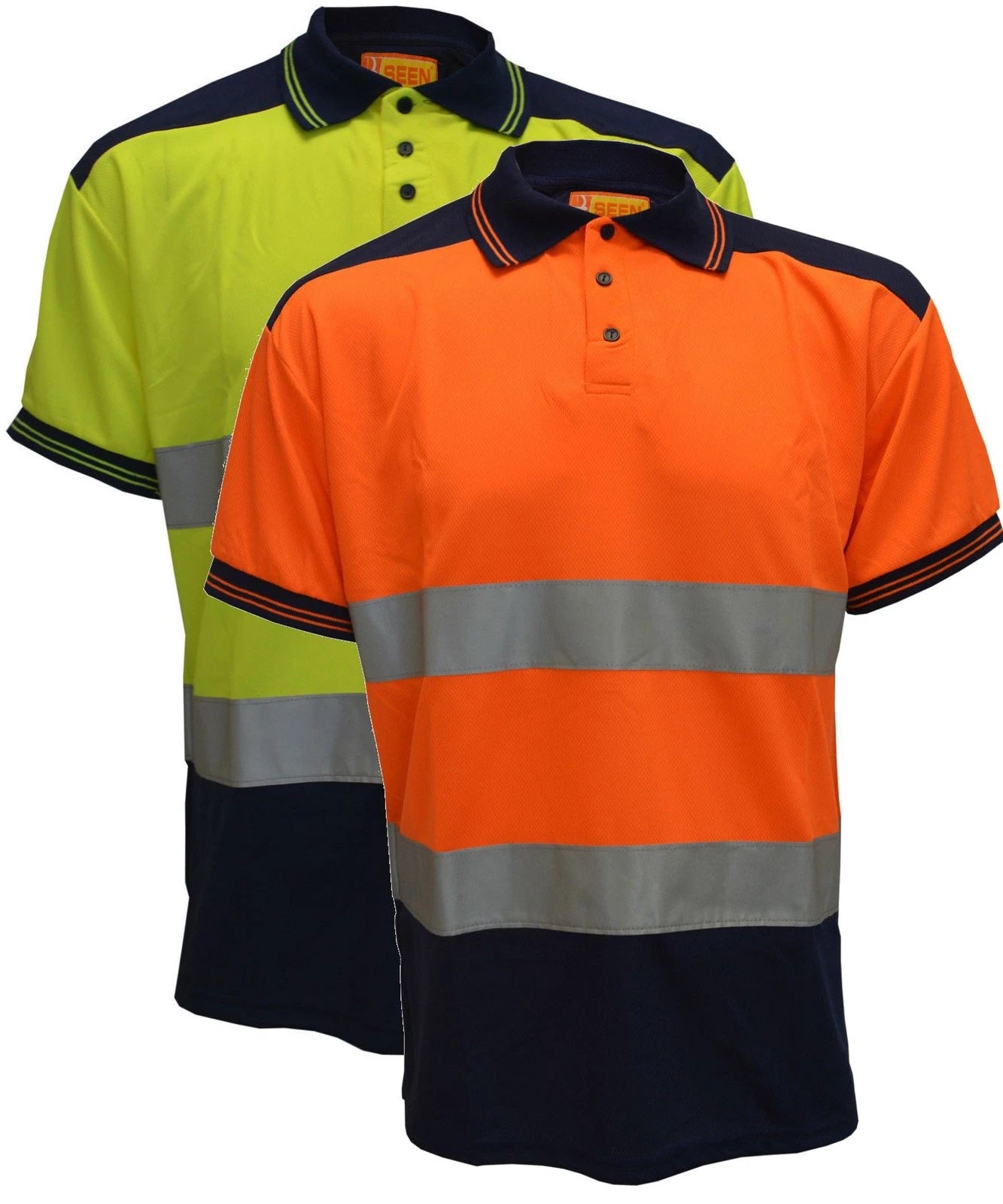 New Mens Visibility Two Tone Short Sleeve Polo Hi Vis High Work Shirt