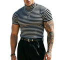 For Gym Workout Men Turtleneck T-Shirt Short Sleeve Tee For Fitness Activities