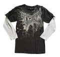 TapOut Y2K long-sleeved Fake Two Piece Gothic layered round neck graphic T-shirt