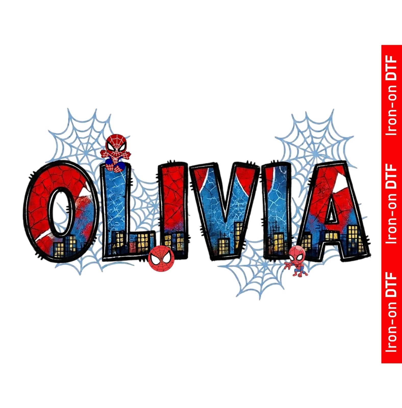 Personalised Spider Hero DTF Iron On Transfer Custom Name Kids T Shirt