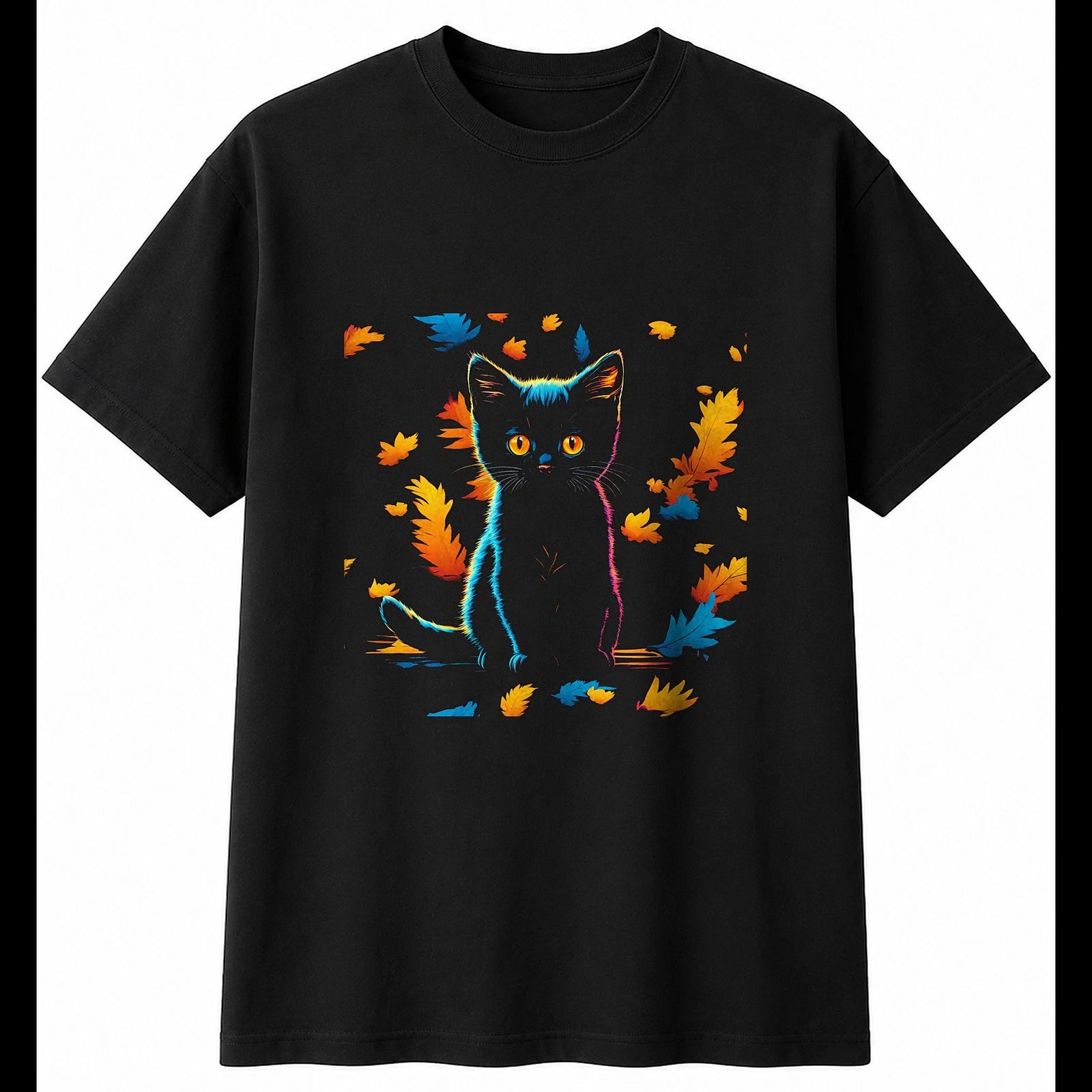 Kitten Portrait Cat Mens T-Shirt Black 100% Cotton Adorable Adults