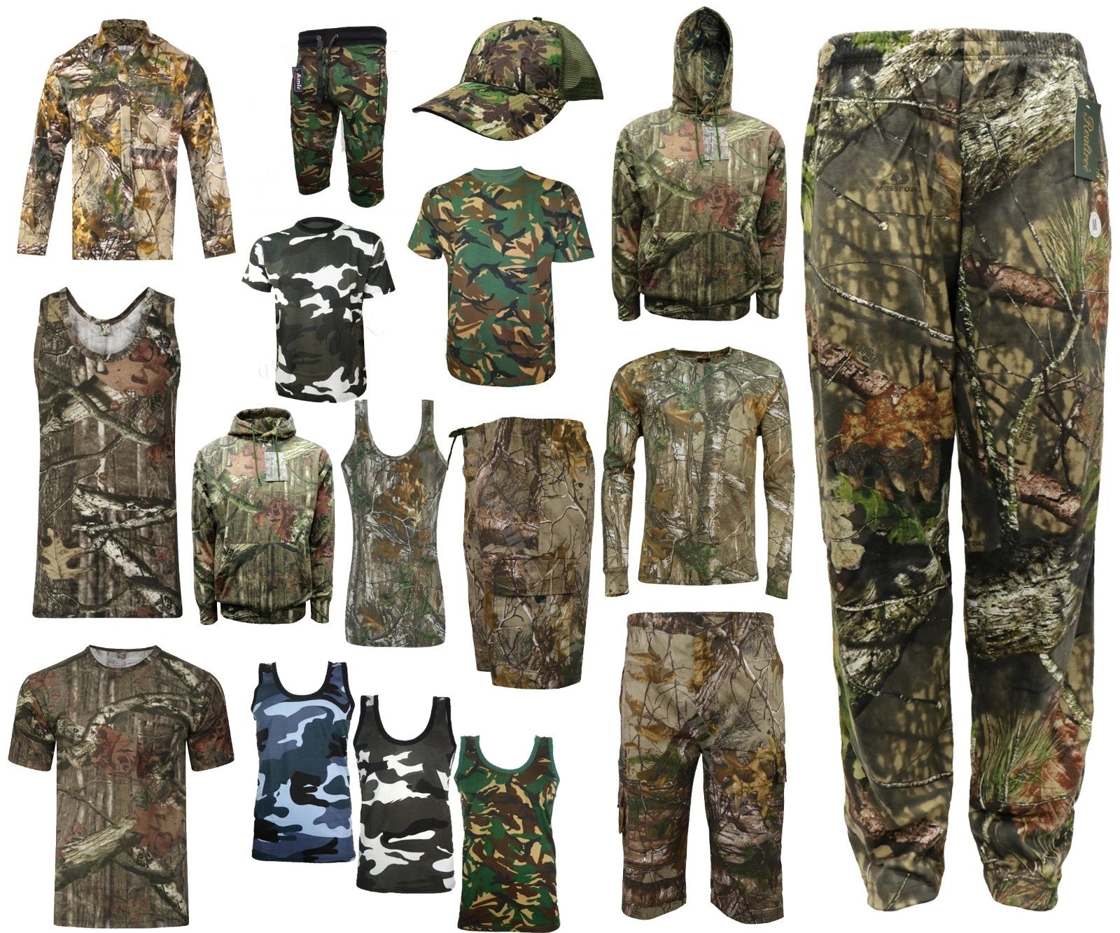Men's hunting  RealTree  green Camouflage T-Shirt Forrest Print Long & Short top