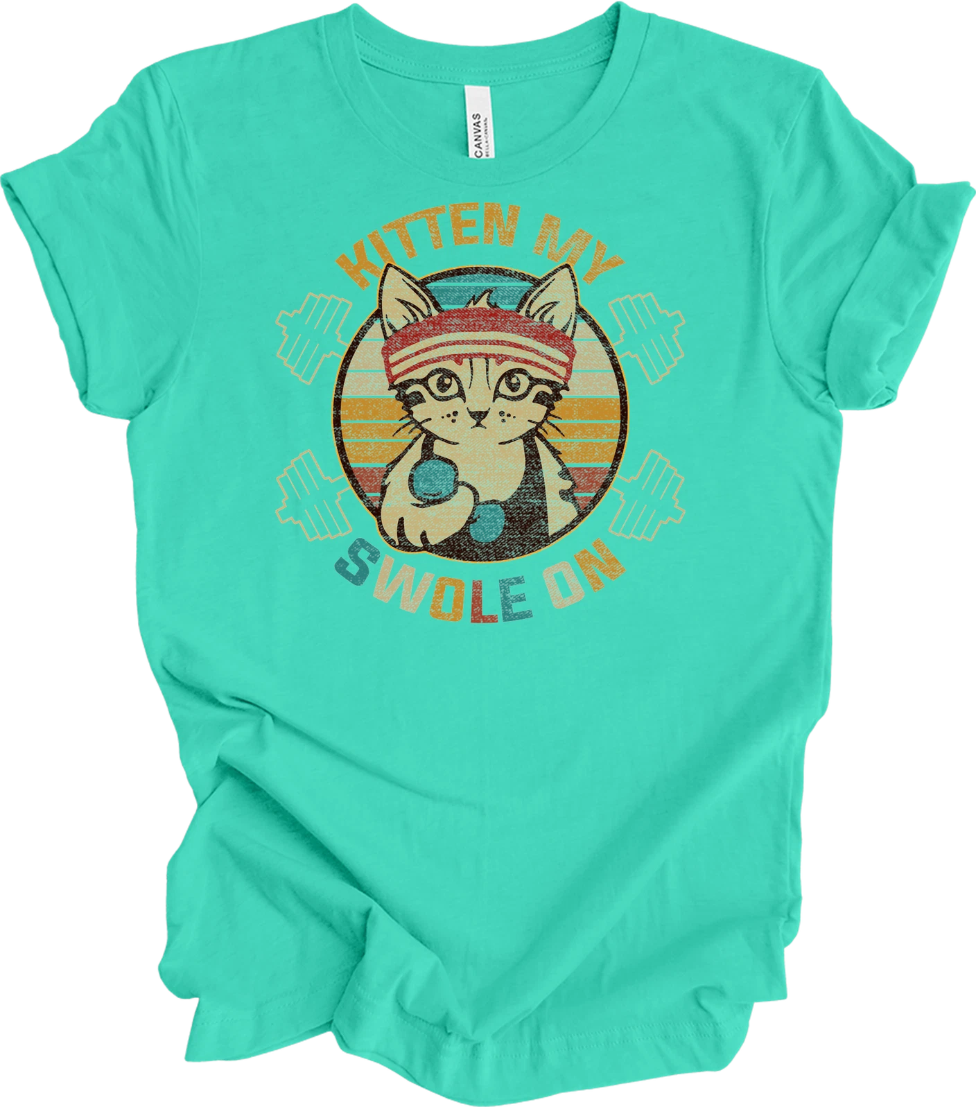 Kitten My Swole On Funny Workout Cat Tee