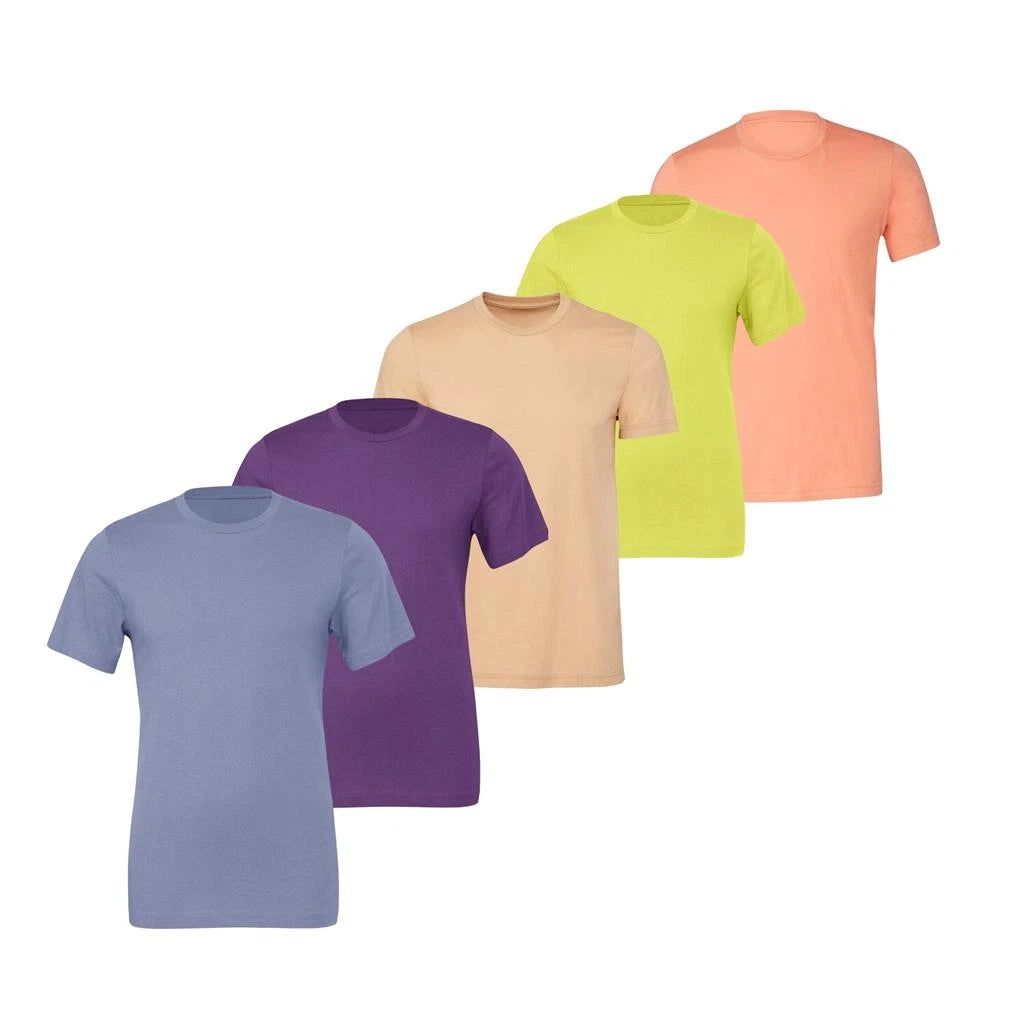5 Pack Mens T Shirts Short Sleeve Crew Neck Cotton Tees Medium Bella Canvas B1