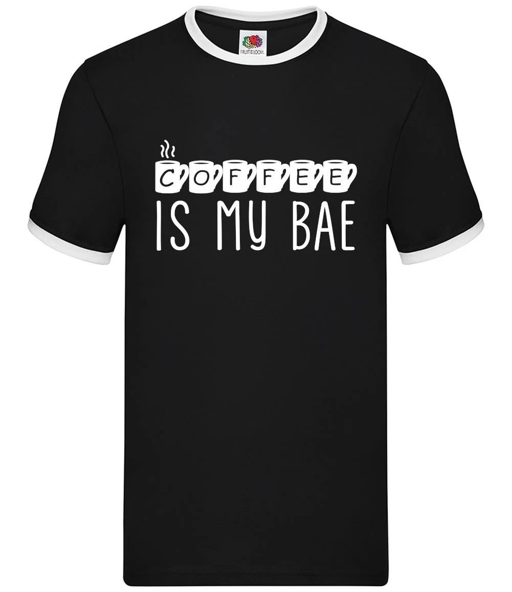 Coffee Is My Bae - Mens Ringer - Latte Mocha Drink Drinking Funny Love