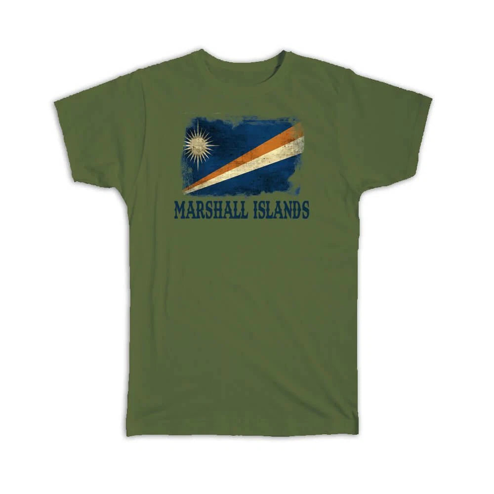 Gift T-Shirt : Marshall Islands Marshallese Flag Proud Country Vintage Souvenir