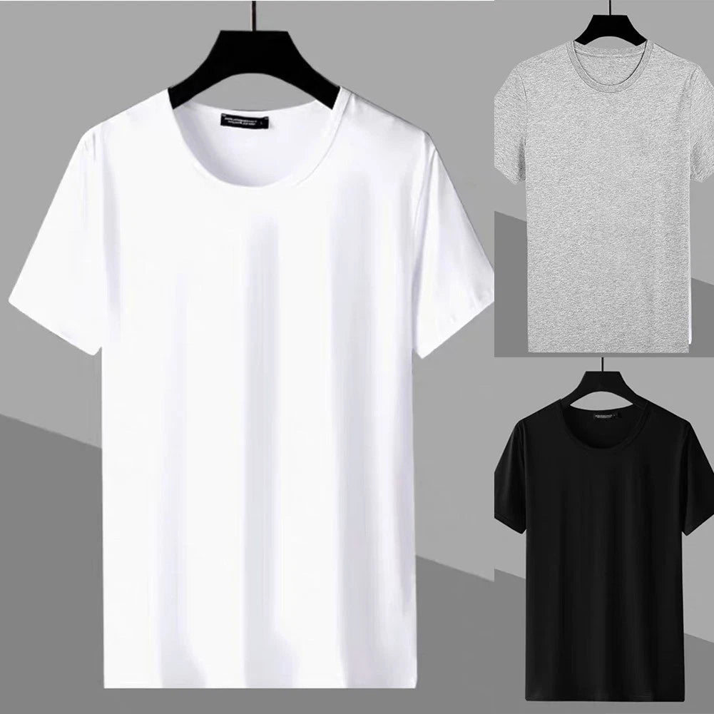 Men's Casual Solid Color T Shirt Casual Slim Fit Tee Top Short Sleeve Shirt