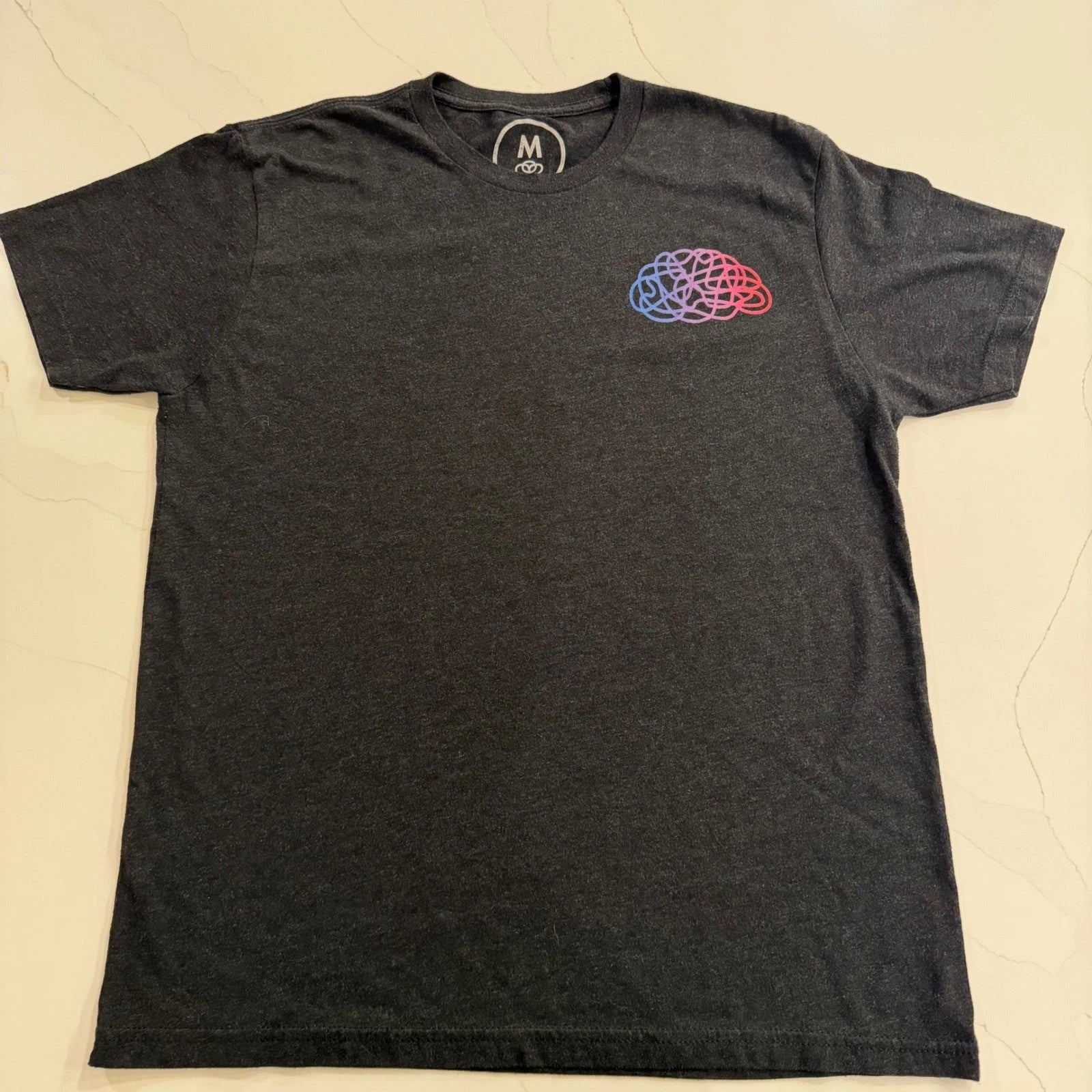 Cotton Bureau Mens M Charcoal Gray Brain Graphic T-Shirt Neural Network Science