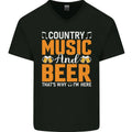 Country Music and Beer Thats Why Im Here Mens V-Neck Cotton T-Shirt