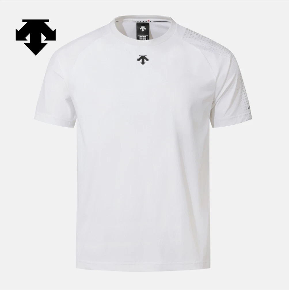 DESCENTE Men's Cooling Tricot Graphic Short-Sleeve T-Shirt WHITE ASIAN FIT