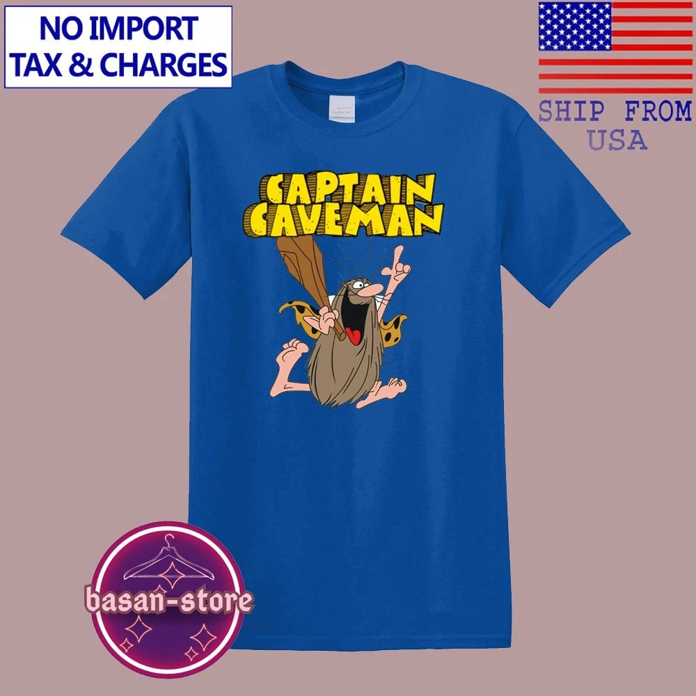 Captain Caveman Cartoon Retro Men's Blue Size S-5XL