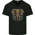 An Elephant With Tribal Markings Mens V-Neck Cotton T-Shirt