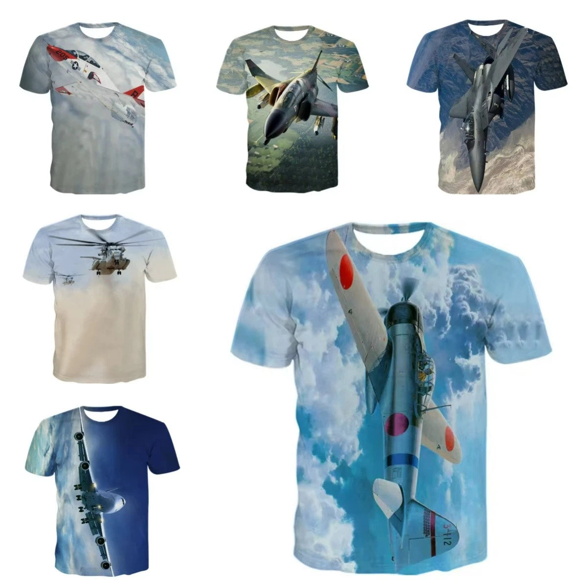 Cool Fighter Aircraft 3D Print Women Men Short Sleeve T-shirt Casual Tee Tops