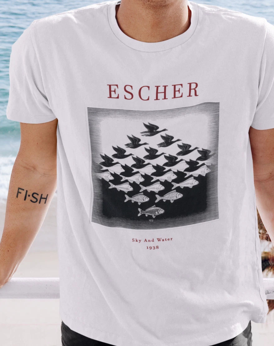 Escher T shirt | Sky And Water | Art T shirt | Unisex Premium Cotton