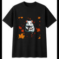Graphic Hamster in Autumn Cute Mens T-Shirt Black 100% Cotton Kawaii Printed