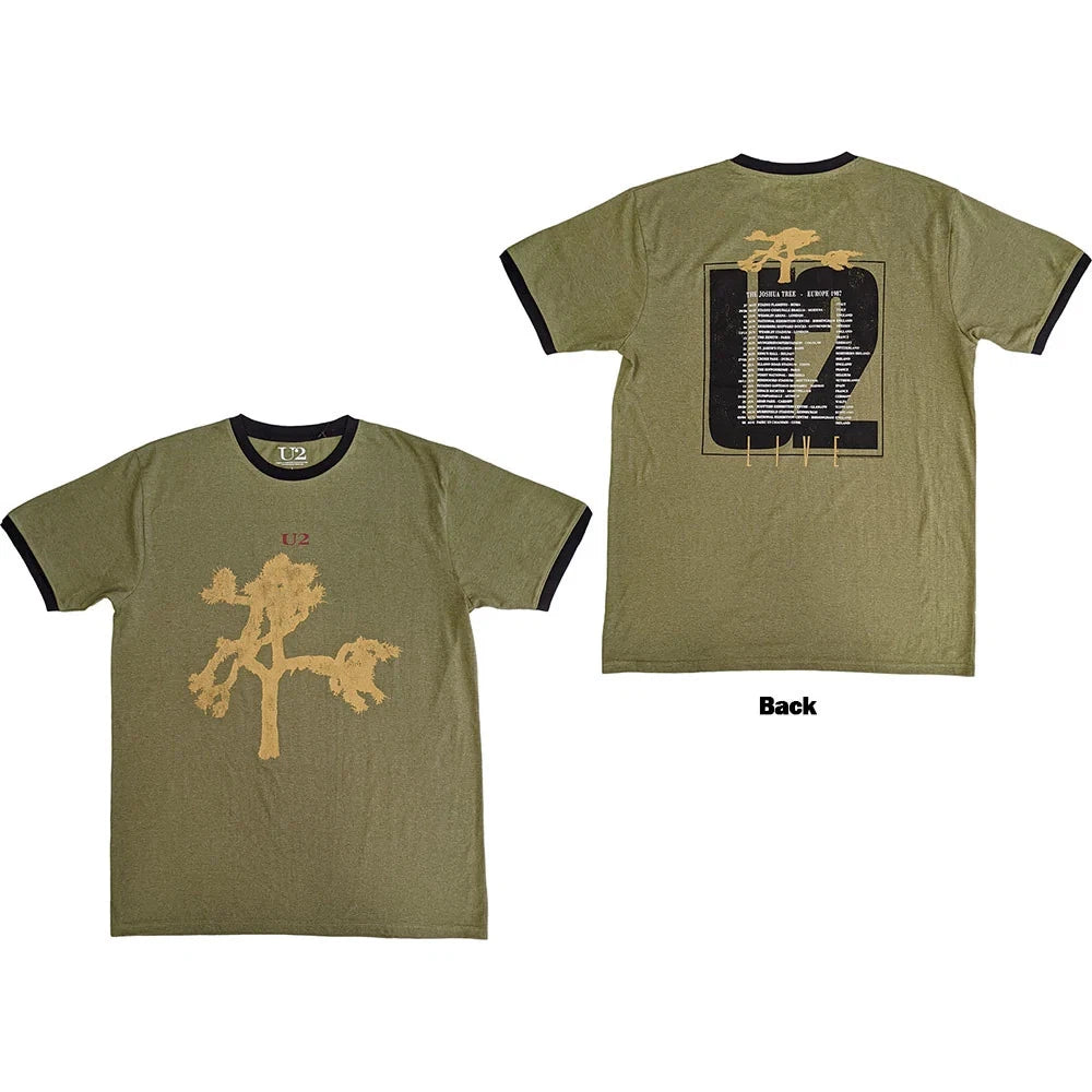 U2 Ringer T-Shirt: Joshua Tree Europe 1987. (Back Print) OFFICIAL NEW