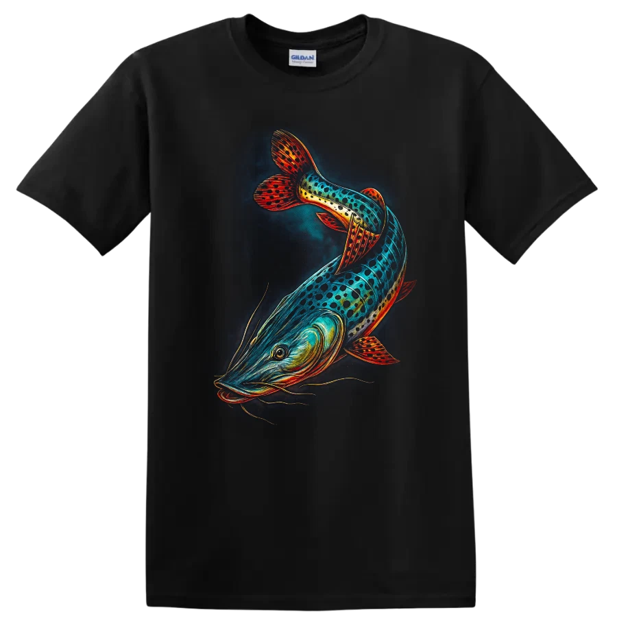 Colorful Fish Graphic T Shirt Creative Aquatic Design Fishing Lover Tee