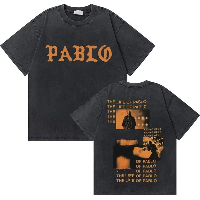 Kanye West Life of Pablo Vintage Washed Oversized T-Shirt Hip Hop Graphic Tee