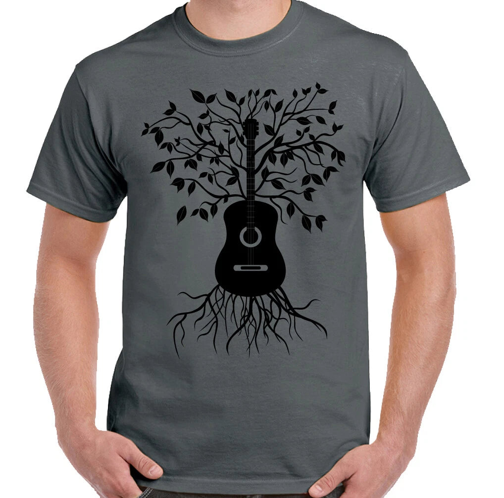 Mens Funny Guitar T-Shirt Acoustic Tree