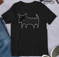 Black Dog Kawaii Folk Art T-Shirt | Weird Derpy Cute Animal Graphic Tee Gift