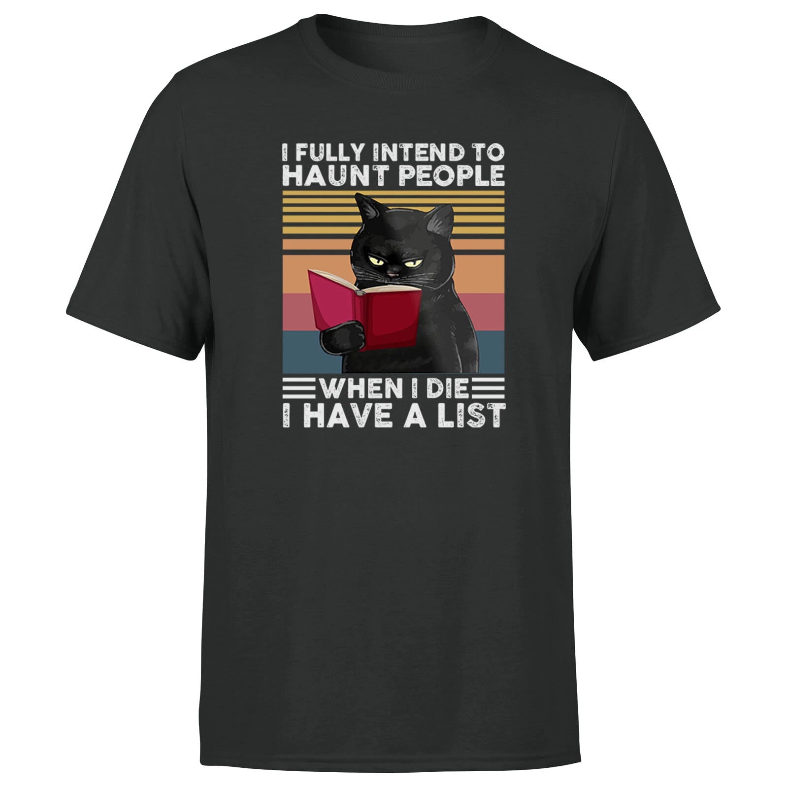I Fully Intend To Haunt Funny Cat Vintage Retro Mens Womens T Shirt