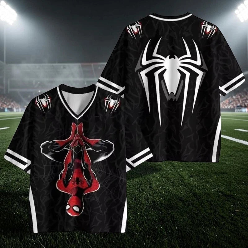 Spiderman V-Neck Football T-Shirt Soccer Tee Unisex 3D Print