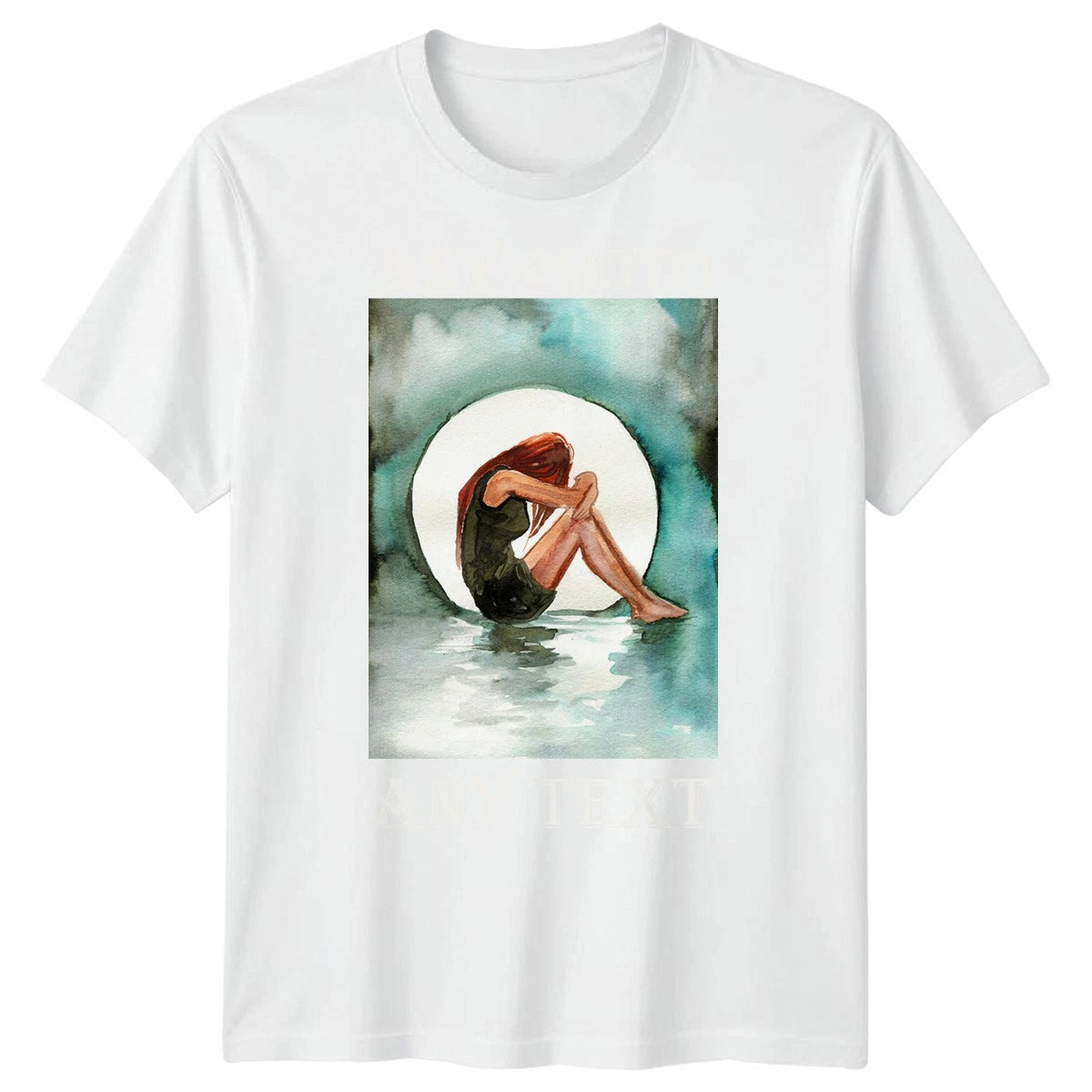 Personalised Any Photo Any Text Custom Mens T-Shirt Watercolor Design