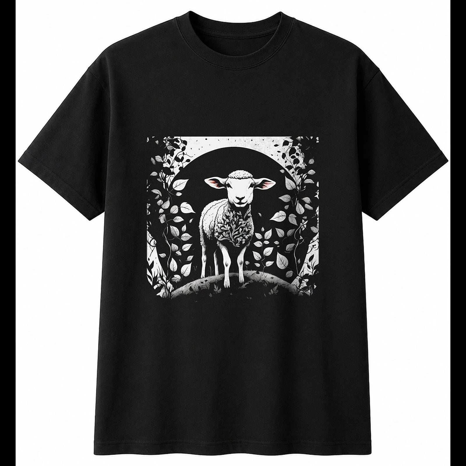Double Exposure Lamb in Nature Sheep Mens T-Shirt Kawaii Cute Animal Adorable