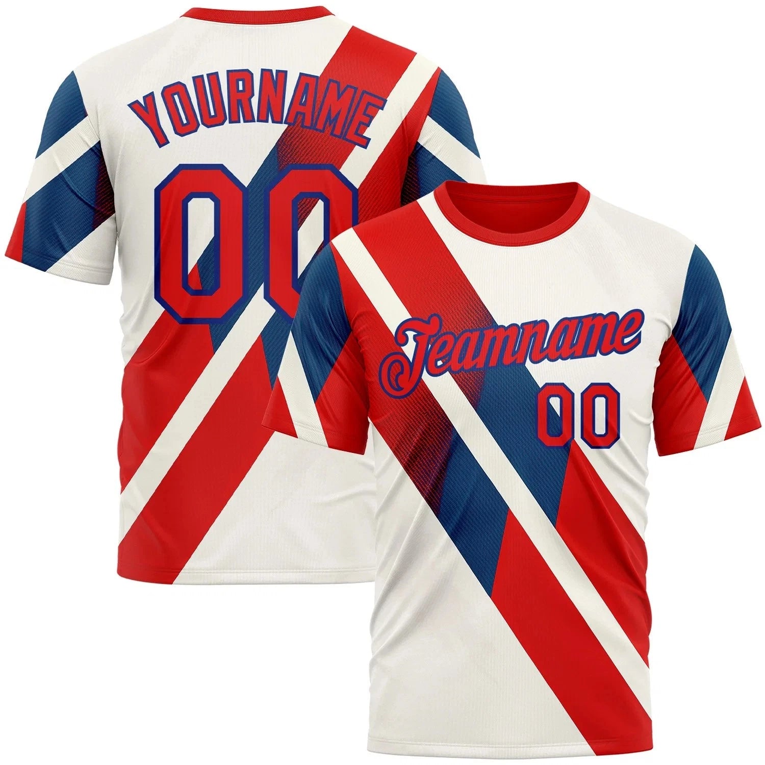 Custom Cream Fire Red-Royal 3D Pattern Design Canada America Sportswear Performa