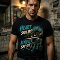 Heart Says Pit Knees Say Sit T Shirt, Funny Mosh Pit Skeleton