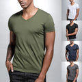 Men's Polyester V Neck Casual T Shirt Short Sleeve for Summer and Fitness