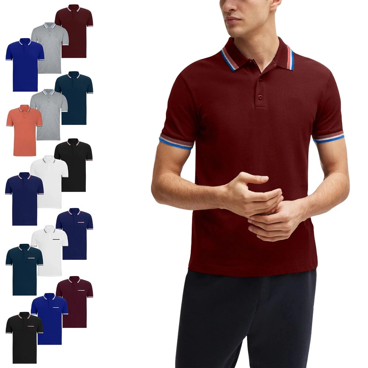 3/4Pack Pique Polo Mens Short Sleeve Cotton T-Shirt Activewear Regular plain Top