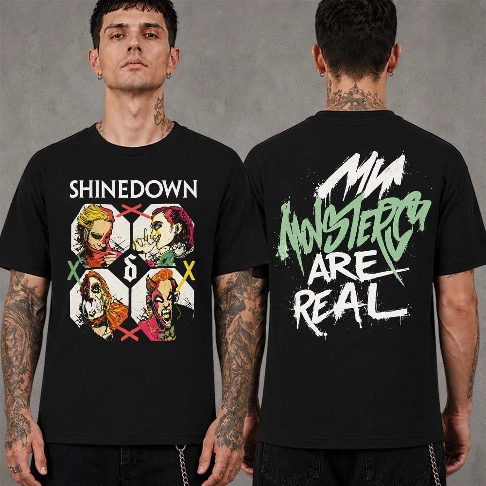 Shinedown Comic Style Band Monsters Are Real Vintage Graphic T-Shirt