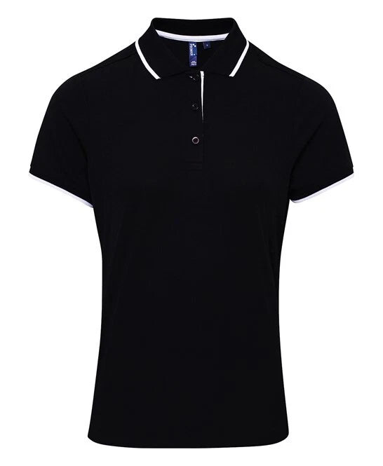 Personalised Custom Premier Women Contrast CoolChecker Polo Short Sleeve PR619