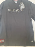 Black t-shirt is an oversized, loose-fit men's top featuring a "SELF MADE SizeXL