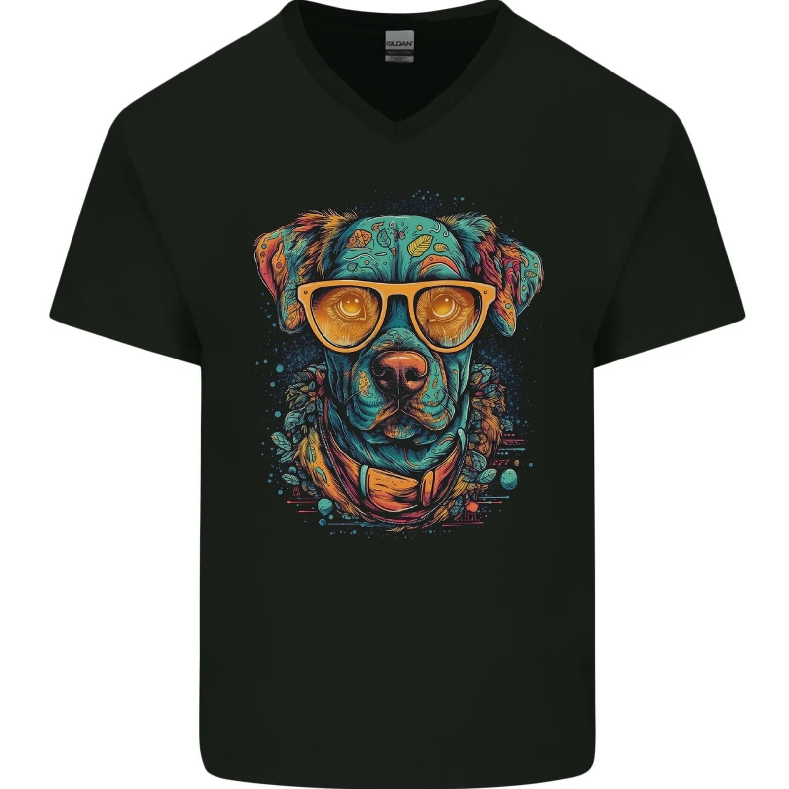 A Cool Dog With Glasses Mens V-Neck Cotton T-Shirt