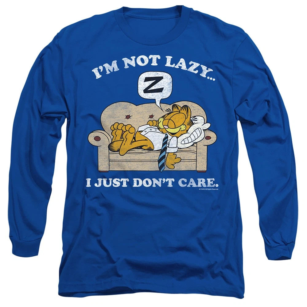 Garfield Not Lazy Long Sleeve T-Shirt S-2XL, Royal